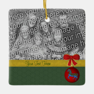 Carousel Horse Kerstfeestdag Foto Keramisch Ornament