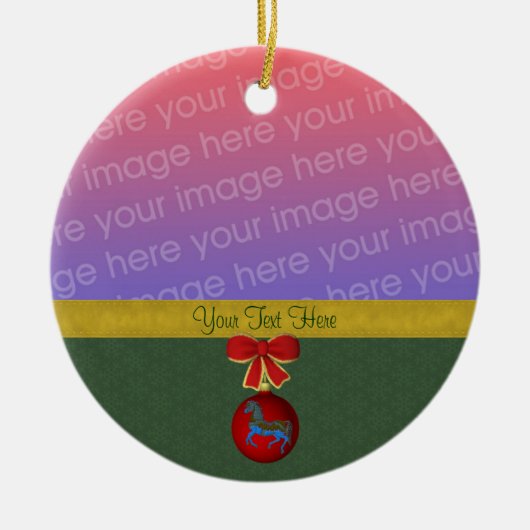 Carousel Horse kerstfoto Keramisch Ornament (Voorkant)