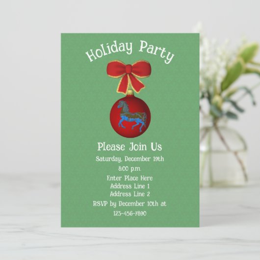 Carousel Horse Ornament Christmas Holiday  Kaart (Staand voorkant)