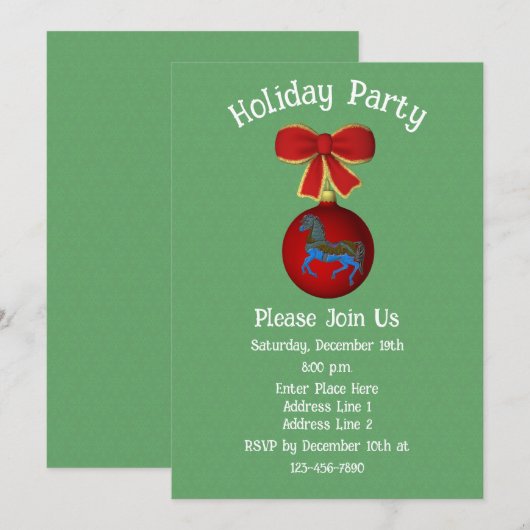 Carousel Horse Ornament Christmas Holiday Kaart (Voorkant / Achterkant)