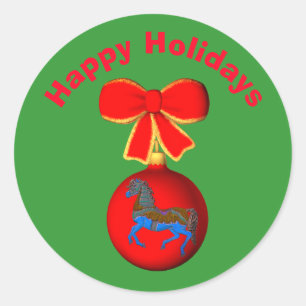 Carousel Horse Ornament kerstfeestdag Ronde Sticker