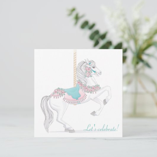 Carousel Horse Party - Uitnodiging (Staand voorkant)