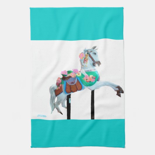"CAROUSEL HORSE PERSONALIZED TOWEL" THEEDOEK (Verticaal)