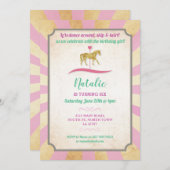 Carousel Horse Riding Party nodigt Fair Birthday u Kaart (Voorkant / Achterkant)