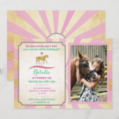 Carousel Horse Riding Party nodigt foto's uit Kaart (Voorkant / Achterkant)