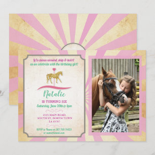 Carousel Horse Riding Party nodigt foto's uit Kaart