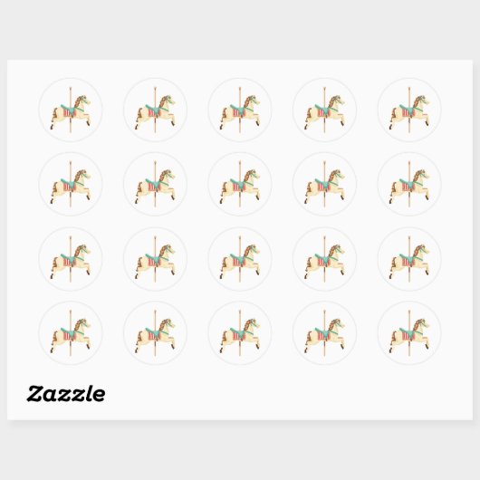 Carousel Horse Ronde Sticker (Vel)