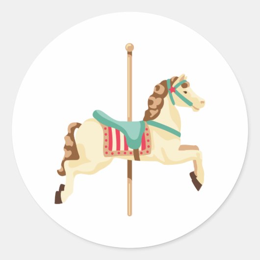 Carousel Horse Ronde Sticker (Voorkant)