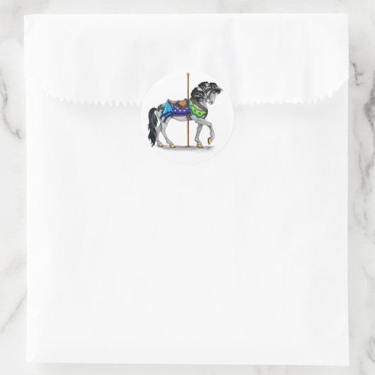 Carousel Horse Ronde Sticker (Tas)