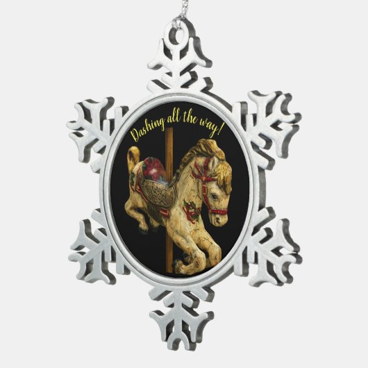 Carousel Horse ~ Snowflake Framed Ornament (Rechts)