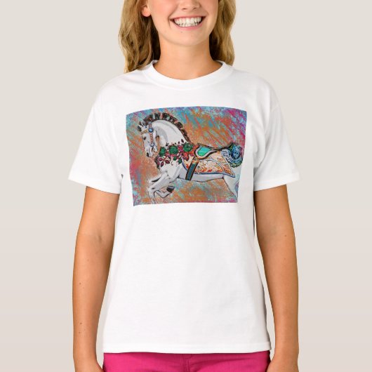 Carousel Horse T-Shirt - Colorful Merry Go Round (Voorkant)