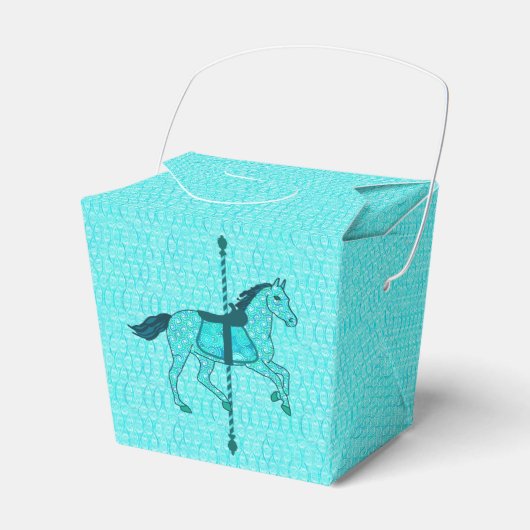 Carousel Horse - Turquoise en Aqua Bedankdoosjes (Voorkant Zijde)