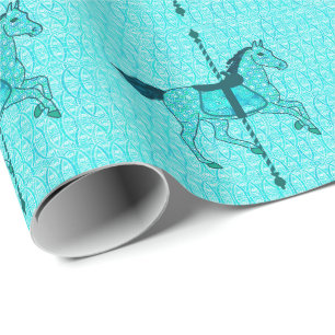 Carousel Horse - Turquoise en Aqua Cadeaupapier