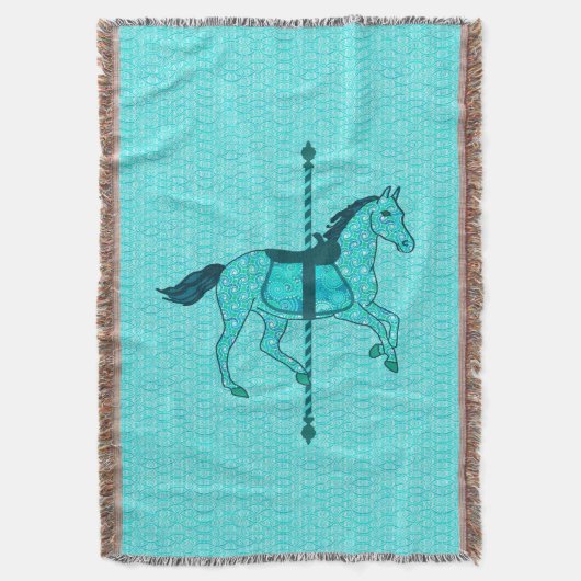 Carousel Horse - Turquoise en Aqua Deken (Voorkant Verticaal)