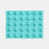 Carousel Horse - Turquoise en Aqua Fleece Deken (Voorkant (Horizontaal))