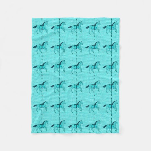 Carousel Horse - Turquoise en Aqua Fleece Deken (Voorkant)
