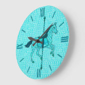 Carousel Horse - Turquoise en Aqua Grote Klok (Hoek)