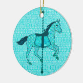 Carousel Horse - Turquoise en Aqua Keramisch Ornament (Links)