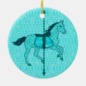 Carousel Horse - Turquoise en Aqua Keramisch Ornament (Achterkant)