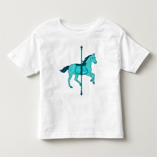 Carousel Horse - Turquoise en Aqua Kinder Shirts (Voorkant)