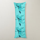 Carousel Horse - Turquoise en Aqua Lichaamskussen (Achterkant (Verticaal))