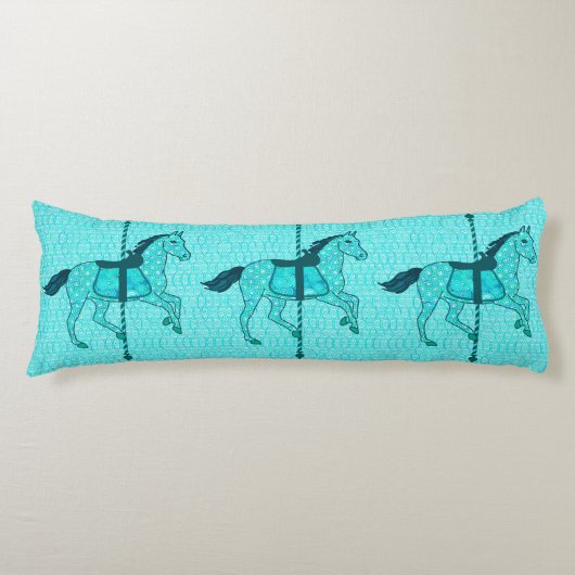 Carousel Horse - Turquoise en Aqua Lichaamskussen (Voorkant)