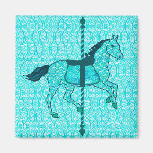 Carousel Horse - Turquoise en Aqua Magneet (Voorkant)