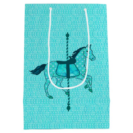 Carousel Horse - Turquoise en Aqua Medium Cadeauzakje (Achterkant)
