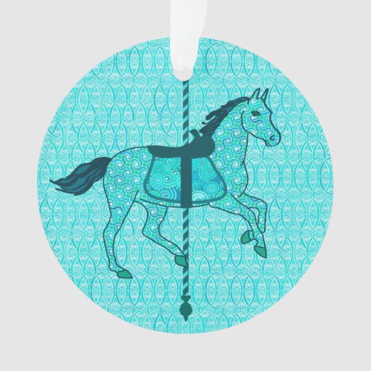 Carousel Horse - Turquoise en Aqua Ornament (voorkant)