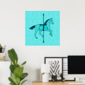 Carousel Horse - Turquoise en Aqua Poster (Thuiskantoor)