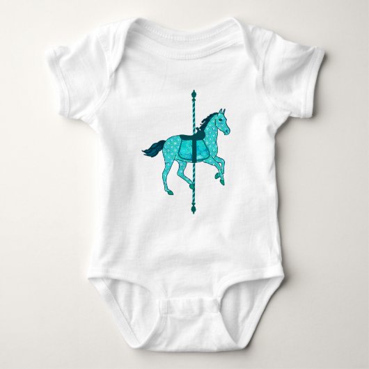 Carousel Horse - Turquoise en Aqua Romper (Voorkant)