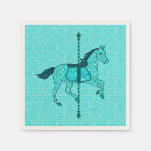 Carousel Horse - Turquoise en Aqua Servet
