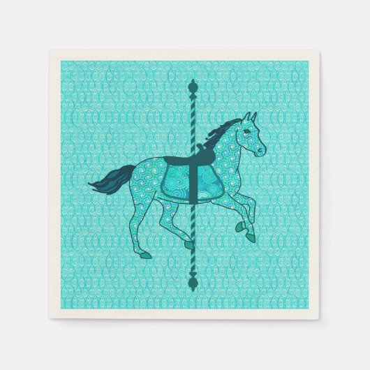 Carousel Horse - Turquoise en Aqua Servet (Voorkant)