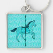 Carousel Horse - Turquoise en Aqua Sleutelhanger (Voorkant)