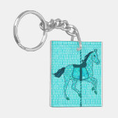 Carousel Horse - Turquoise en Aqua Sleutelhanger (Voorkant Links)