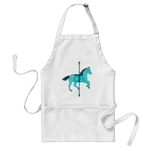 Carousel Horse - Turquoise en Aqua Standaard Schort (Voorkant)