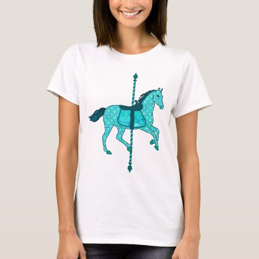 Carousel Horse - Turquoise en Aqua T-shirt (Voorkant)