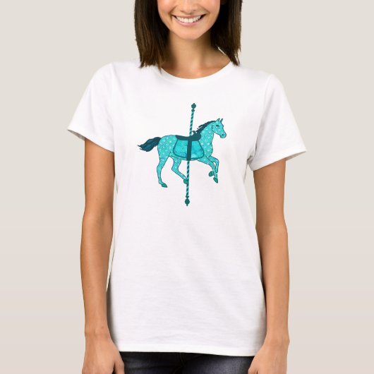 Carousel Horse - Turquoise en Aqua T-shirt (Voorkant)