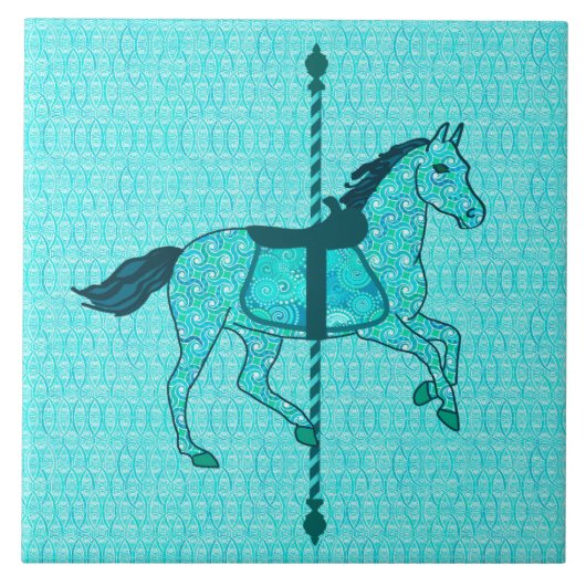 Carousel Horse - Turquoise en Aqua Tegeltje (Voorkant)