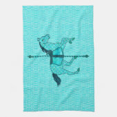 Carousel Horse - Turquoise en Aqua Theedoek (Verticaal)