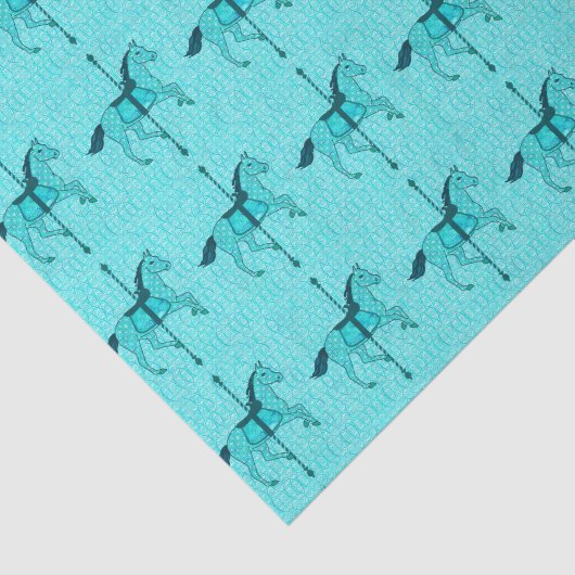 Carousel Horse - Turquoise en Aqua Tissuepapier (Detail)