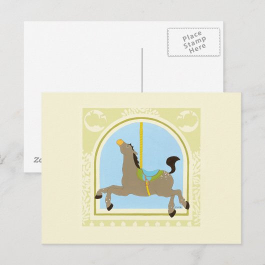 Carousel Horse van June Erica Vess Briefkaart (Voorkant / Achterkant)