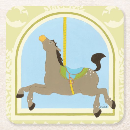 Carousel Horse van June Erica Vess Kartonnen Onderzetters (Voorkant)