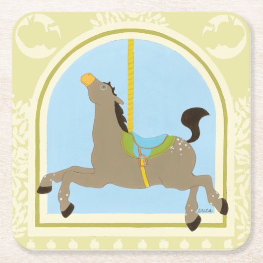 Carousel Horse van June Erica Vess Kartonnen Onderzetters (Voorkant)