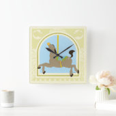 Carousel Horse van June Erica Vess Vierkante Klok (Huis)