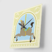 Carousel Horse van June Erica Vess Vierkante Klok (Hoek)