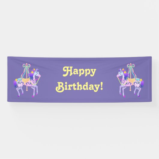 Carousel Horse verjaardagsbanner Spandoek (Horizontaal)