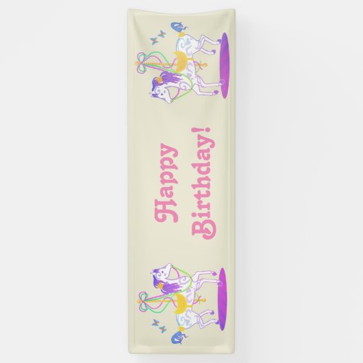 Carousel Horse verjaardagsbanner Spandoek (Verticaal)