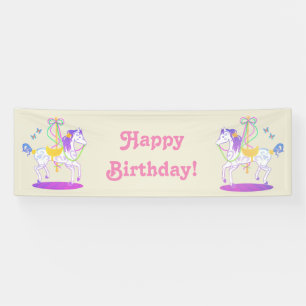 Carousel Horse verjaardagsbanner Spandoek