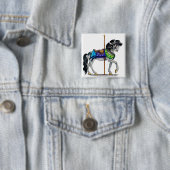 Carousel Horse Vierkante Button 5,1 Cm (In situ)